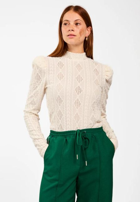 Aaiko Ivona Argyle Pes 133 T-shirt Lange Mouw 114300 Les Blancs