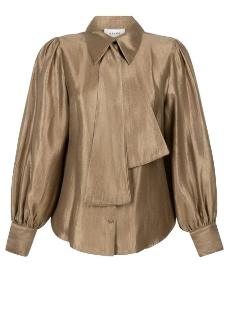 Aaiko Veronne Tie Shimm Ray 517 2 Blouse 181029 Bison Brown