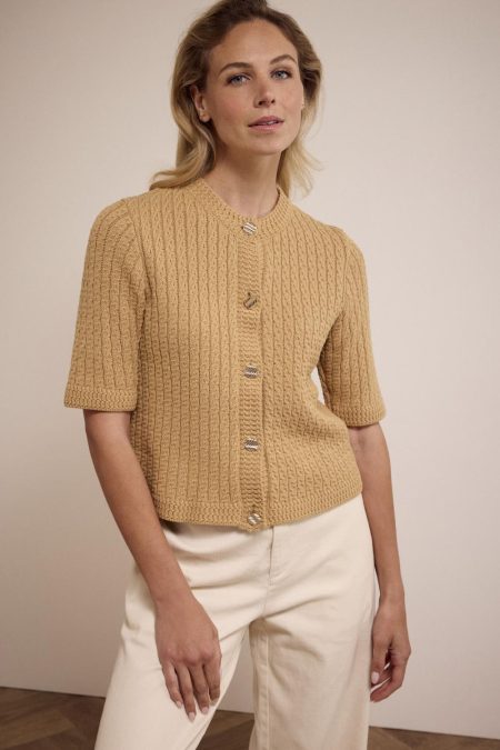 Tramontana Cable Stitch Cardigan Y04-17-701 Vest 002800 Camel