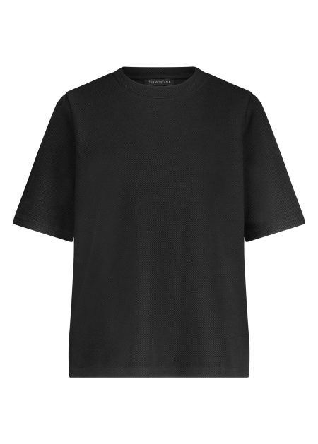 Tramontana Structured Short-sleeve Top E01-17-401 T-shirt Korte Mouw 009000 Black
