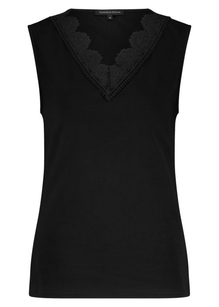 Tramontana Lace Detailed Singlet C33-17-403 Tops En Singlets 009000 Black