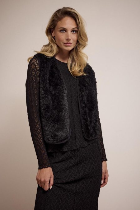 Tramontana Hairy Yarn Vest O05-17-701 Vest 009000 Black