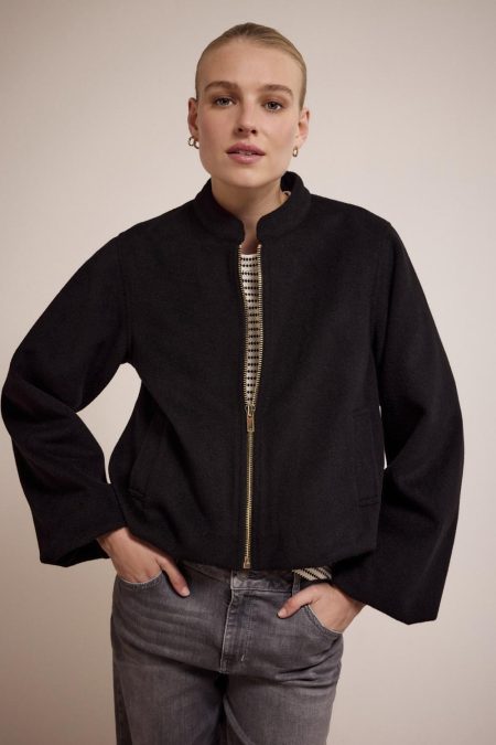 Tramontana Balloon-shaped Bomber Jacket Q12-17-801 Jackets 009000 Black