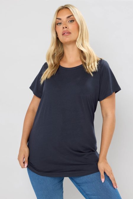 Basic Tshirt Met Ronde Hals In Donkerblauw