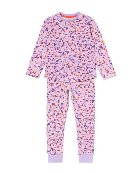 HEMA HEMA Kinderpyjama Bloemen Lila (lila)