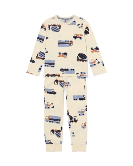 051 Kinderpyjama Auto Gebroken Wit (gebroken wit)