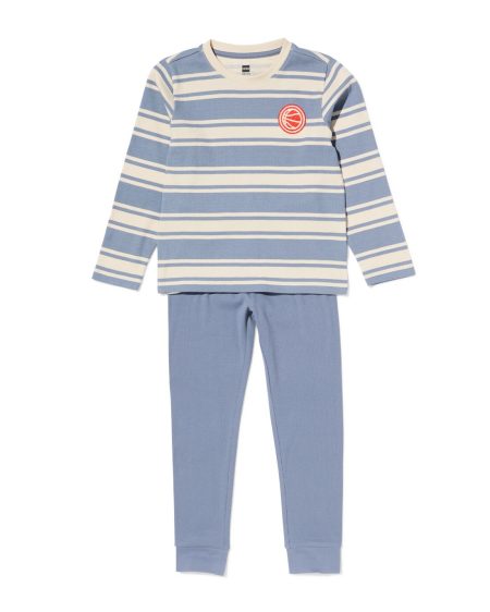 HEMA HEMA Kinderpyjama Rib Strepen Blauw (blauw)