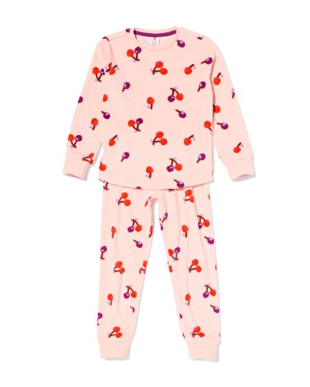 HEMA HEMA Kinderpyjama Velours Kers Roze (roze)