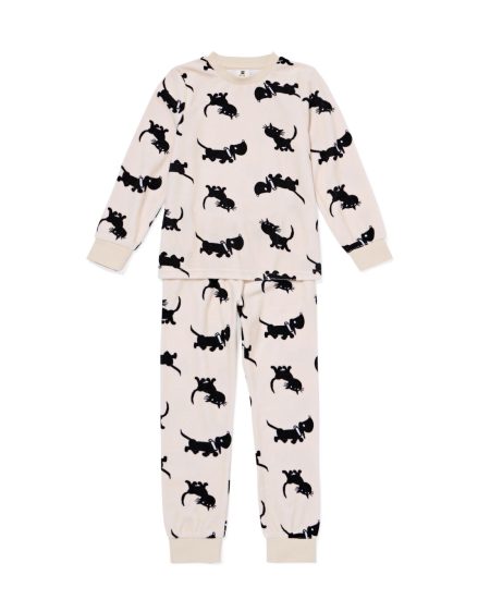 051 Takkie Kinderpyjama Velours Gebroken Wit (gebroken wit)