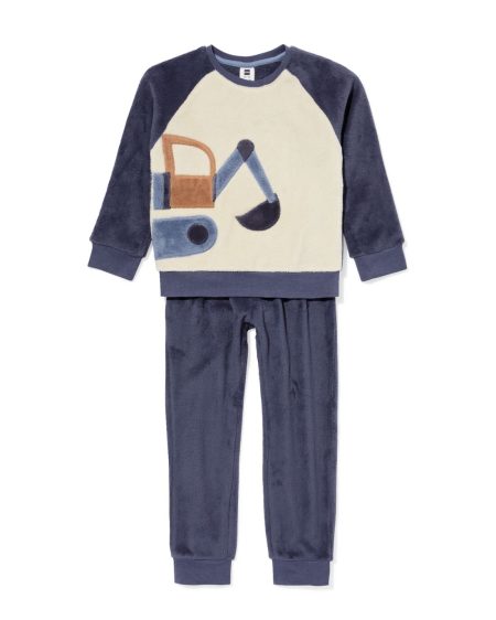 HEMA HEMA Kinderpyjama Fleece Auto Donkerblauw (donkerblauw)