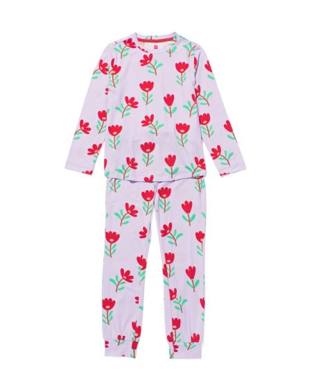 HEMA Kinderpyjama Micro Bloemen Lila (lila)