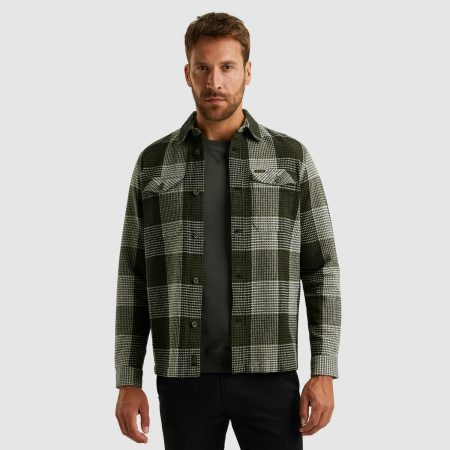 Pme Legend Psi2508214 Long Sleeve Structure Block Check Overs Overshirt 6416 Olive Night