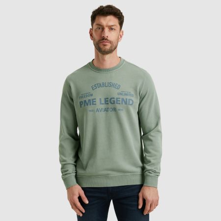 Pme Legend Psw2508430 Crewneck Terry Garment Dyed Trui 5226 Silver Blue