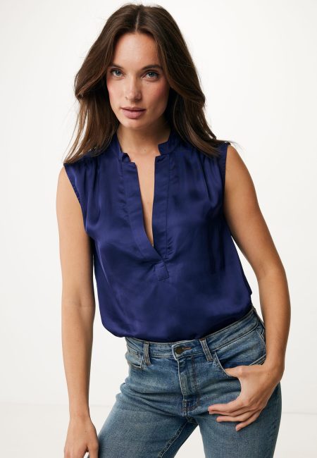 Top Violet Satijn Donkerblauw