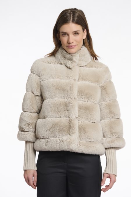 Rino - Pelle Feline.7002512 Faux Fur Jacket With Knitted Sleeve Jackets 9030 Birch