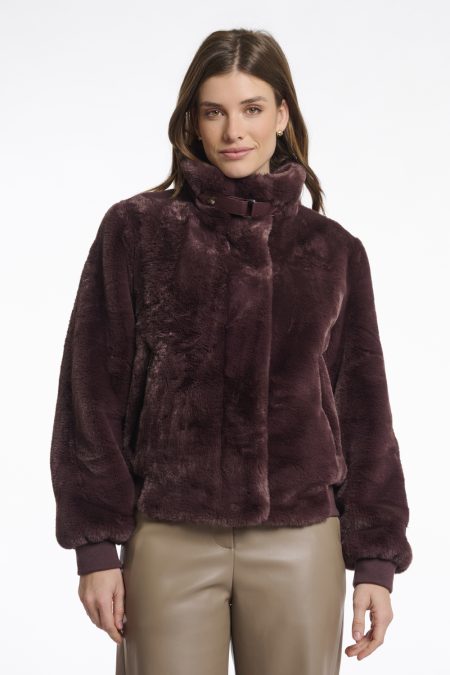 Rino & Pelle Ambra.7002511 Short Fake Fur Jacket Jackets 10873 Chocolate Bean