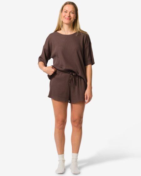 140 Dames Lounge Korte Broek Wafel Bruin (bruin)