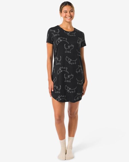 HEMA Takkie Damesnachthemd Micro Zwart (zwart)