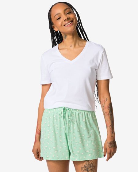 HEMA Damespyjama Korte Broek Micro Luipaard Groen (groen)