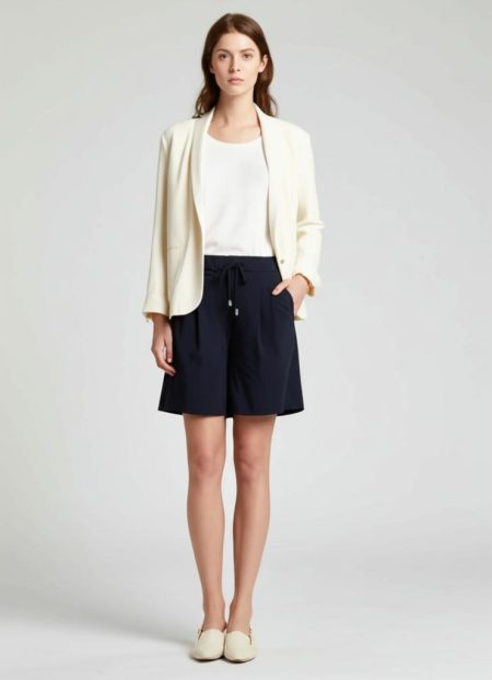 Helena Hart 7612 - Short Bandplooi Transfer Korte Broeken Zwart