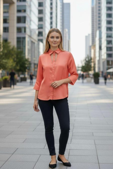 Zip73 Blouse Cut-out W25/200/04/850 Blouse 850 Metallic Coral