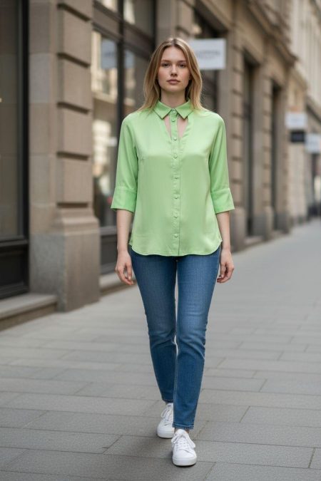 Zip73 Blouse Cut-out W25/200/05/305 Blouse 305 Metallic Mint