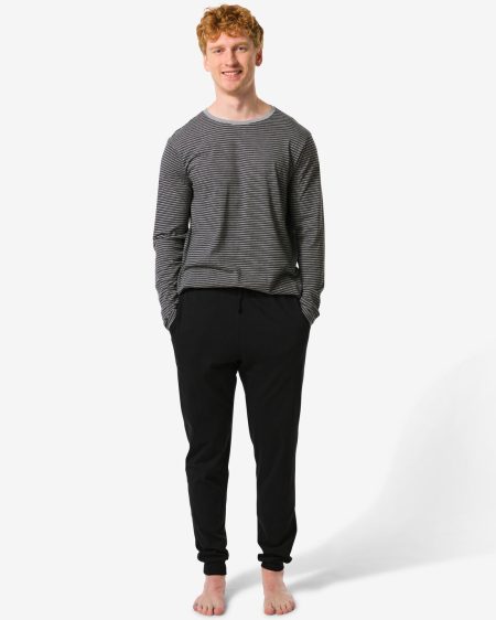 HEMA HEMA Herenpyjama Strepen Zwart (zwart)