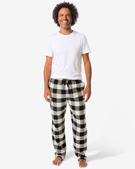 HEMA HEMA Heren Pyjamabroek Flanel Ruiten Zwart (zwart)