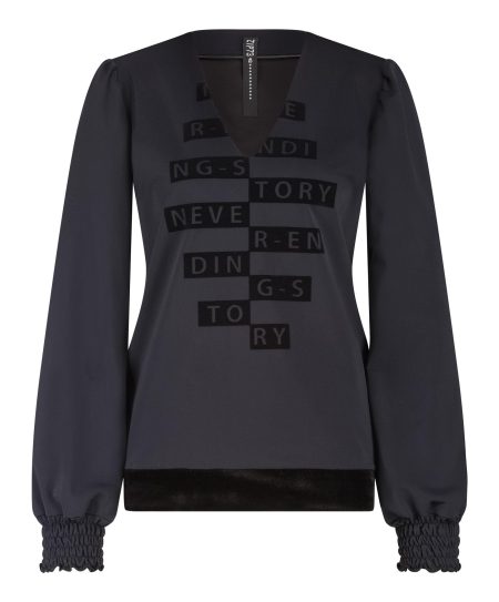 Zip73 Top V Never Ending W25/629/01/005 T-shirt Lange Mouw 005 Black Velvet