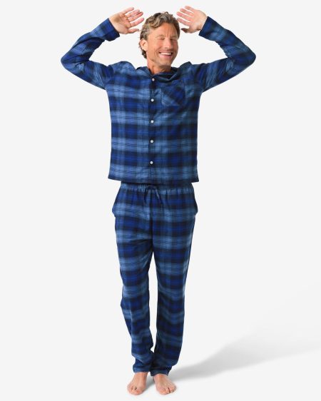 HEMA HEMA Herenpyjama Flanel Ruiten Blauw (blauw)