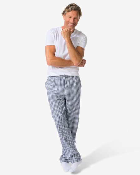 HEMA HEMA Herenpyjamabroek Flanel Ruiten Donkerblauw (donkerblauw)