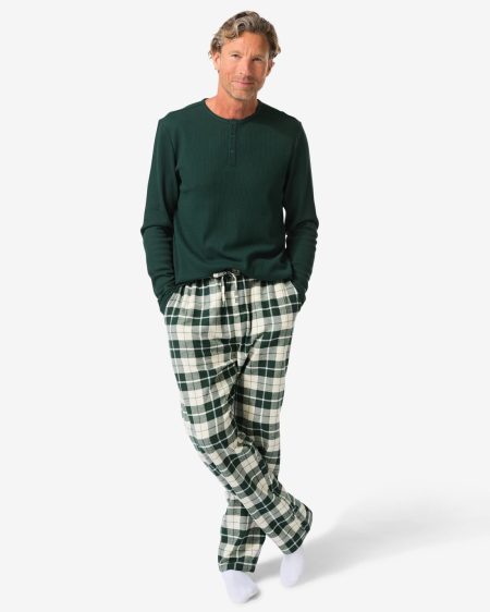 HEMA HEMA Herenpyjama Wafel Flanel Groen (groen)