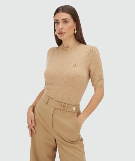 Josh V Franka Jv-2508-0204 Trui Korte Mouw 533 Light Brown Melange