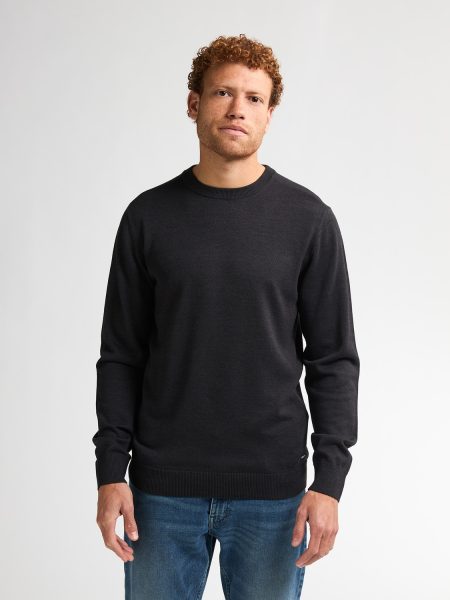 Petrol Knitwear Round Neck Basic M-ros-kwr201 Trui 9111 Deep Black