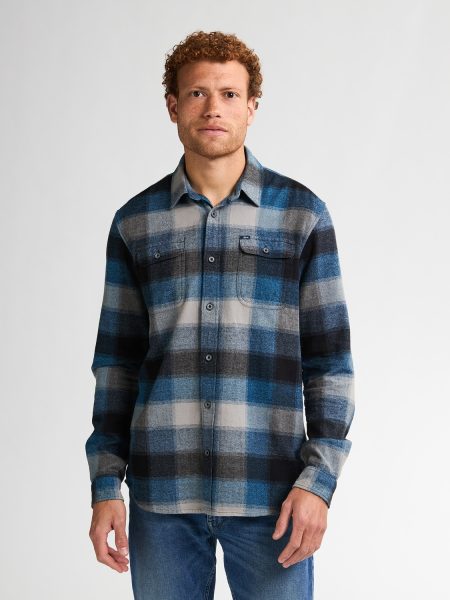 Petrol Shirt Long Sleeve Check M-3050-sil417 Overhemd 5190 Indie Blue