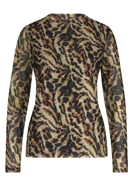 Tramontana Mock-neck Top Wild Illusion C26-18-401 T-shirt Lange Mouw 009991-printneutrals