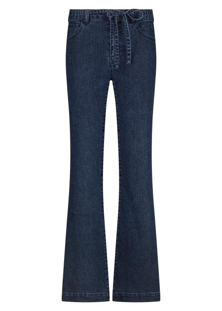 Tramontana Lurex Wide-leg Denim Trousers B01-18-101 Broek 005033-darkbluedenim