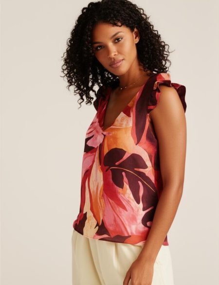 Only Onlalma Life Vis S/s Elina Top Aop T-shirts Russet Brown 689 Leafy Charm