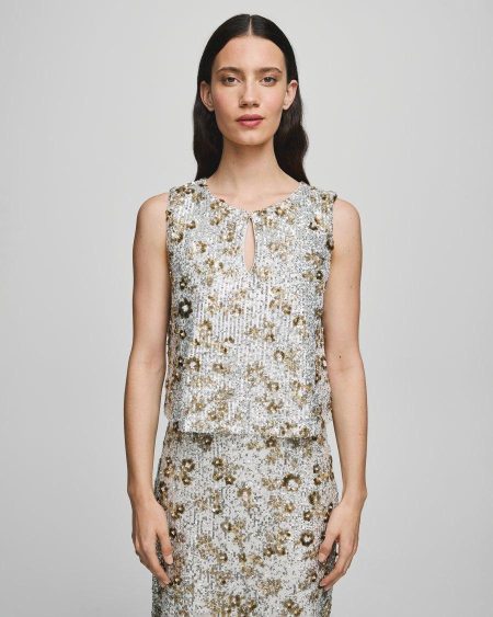 Msch Copenhagen Mschmagnolia Sl Top Emb 19474 Tops En Singlets Silver T Coco