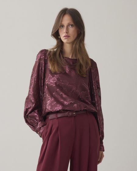 Summum Top Shiny Jacquard 2s3386-12340 Sweater 558 Merlot