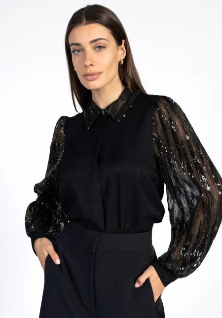Aaiko Pillar Paillette Pes 522 Blouse 900 Black