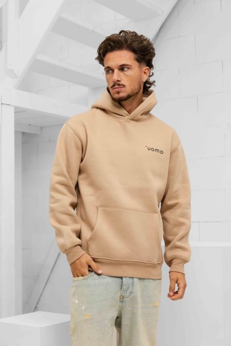 24 Uomo Basic Hoodie Bruin Heren - Maat L - Kleur: Bruin | Soccerfanshop