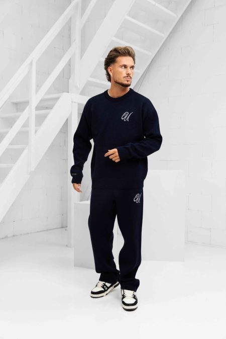 24 Uomo Knitted Trainingspak Heren Navy - Maat XL - Kleur: Donkerblauw | Soccerfanshop