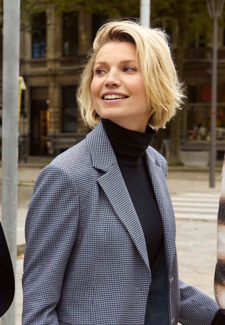 Blazer Pied de Poule Blauw