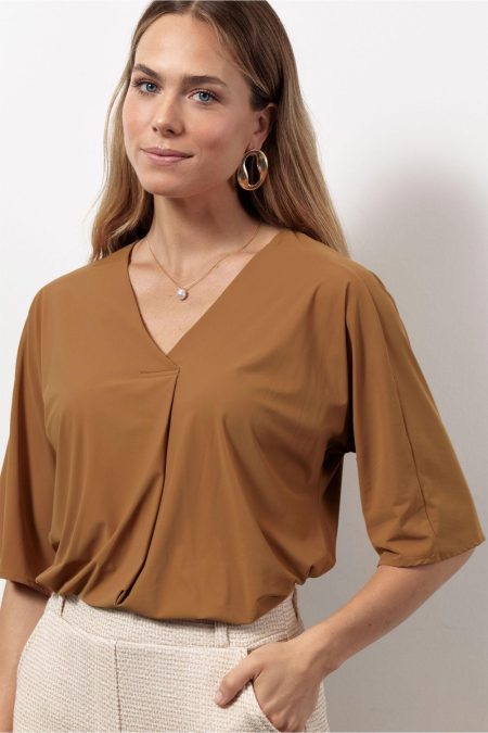 Studio Anneloes Marly Top 13134 T-shirt Korte Mouw 1300 Caramel