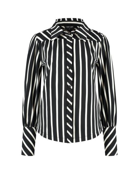 Lady Day Bente L30.380.2916 Blouse Black/wool White Stripe