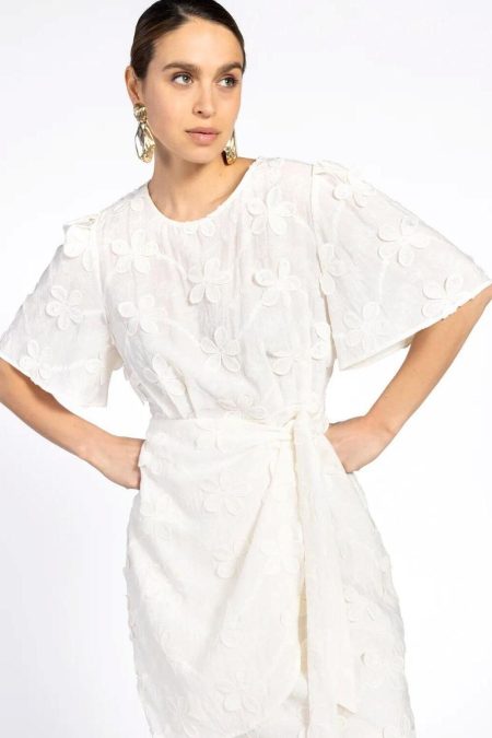 Aaiko Celina Embroidery Vis 671 Jurk 114300 Les Blancs