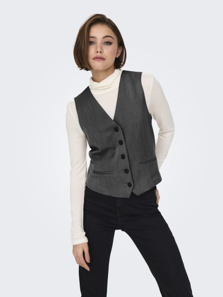 Only Onliris-hattie Waistcoat Tlr Noos Gilets Dark Grey Melange