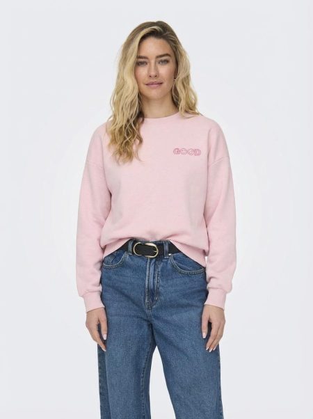 Only Onldaze L/s O-neck Terry Print Cs We Swt Sweater 5027247 Rosy Touch Feeling