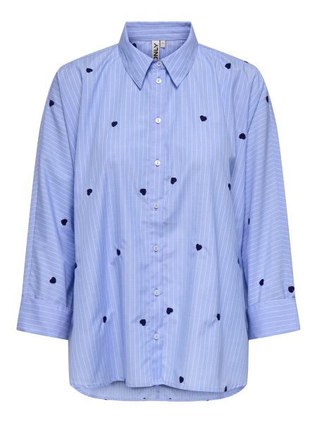 Only Onlnew Lina Grace Str Emb Shirt Wvn Noos Blouse Moonlight Blue Blue Heart